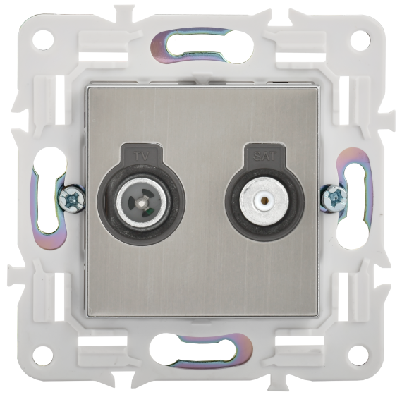 SKANDY Розетка двойная TV+SAT SK-A13N металл никель IEK