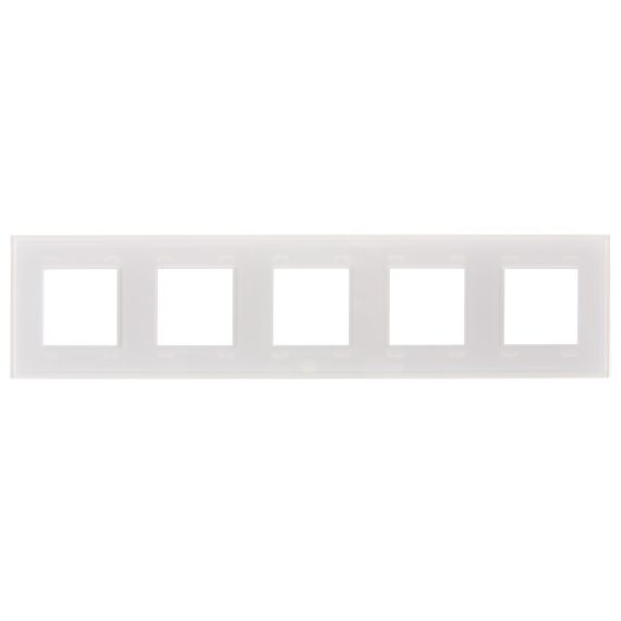 SKANDY Рамка 5-местная SK-F25W стекло арктический белый IEK SKANDY Рамка 5-местная SK-F25W стекло арктический белый IEK