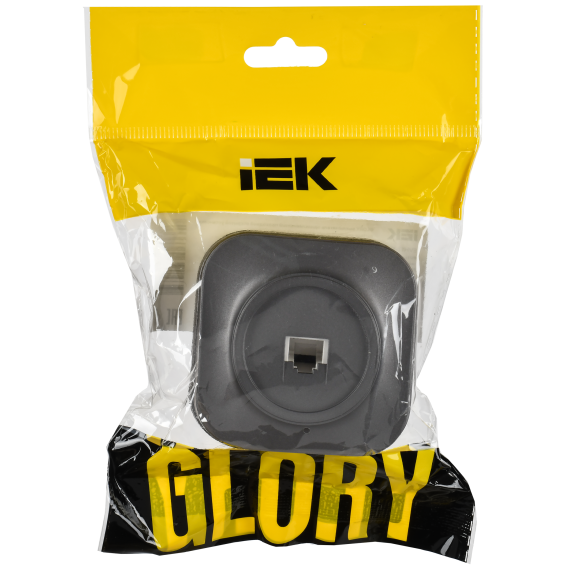 GLORY Розетка для открытой установки телефонная RJ11 РТ20-ХСм сталь матовый IEK