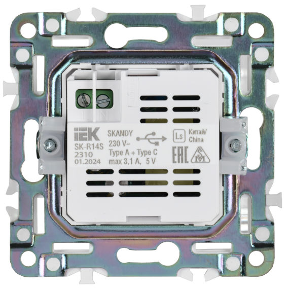 SKANDY Розетка USB A+A 3,1А SK-R15N металл никель IEK