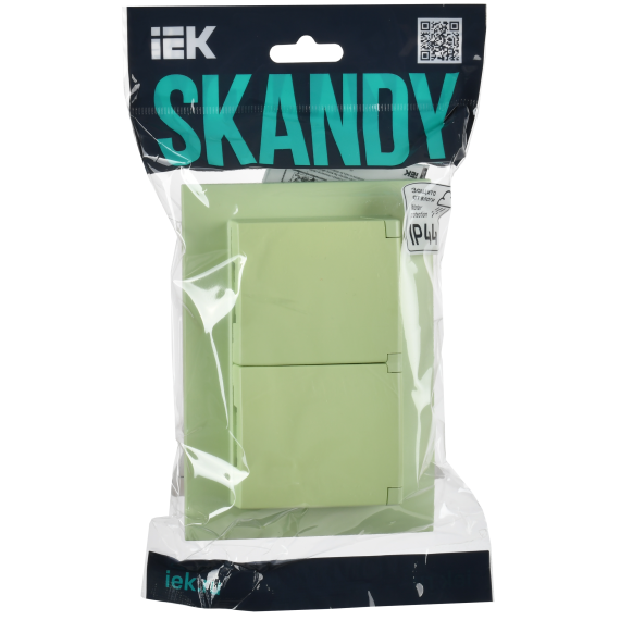 SKANDY Розетка 2-местная и крышкой 16А в сборе IP44 SK-R12G мятный IEK