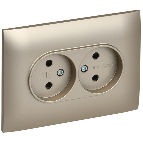 SKANDY Розетка 2-местная без заземления с защитными шторками 10А в сборе SK-R09Sh шампань IEK