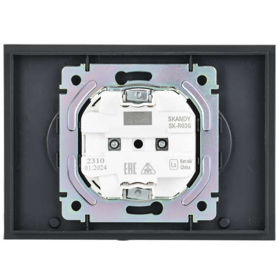 SKANDY Розетка 2-местная без заземления без защитных шторок для плоской вилки 10А SK-R03G стекло графит IEK