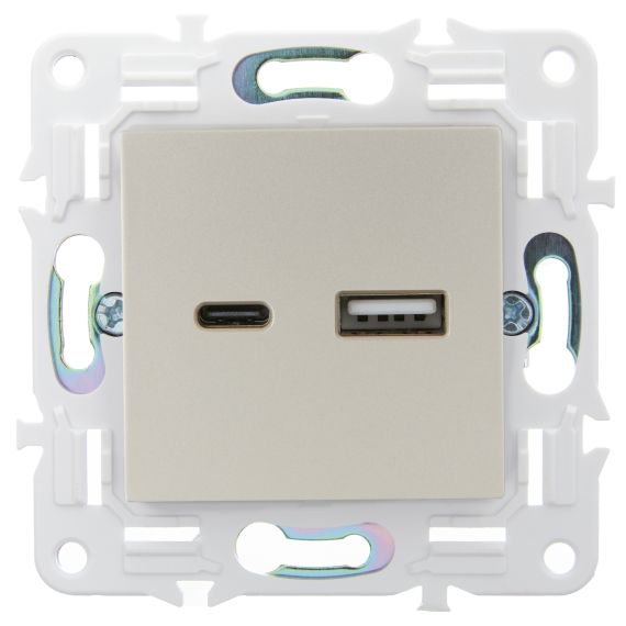 SKANDY Розетка USB A+C 18Вт SK-R13Sh шампань IEK