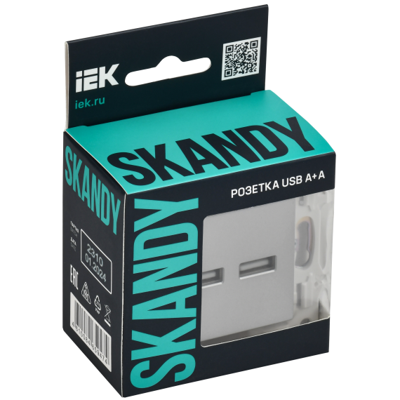 SKANDY Розетка USB A+C 18Вт SK-R13T титан IEK