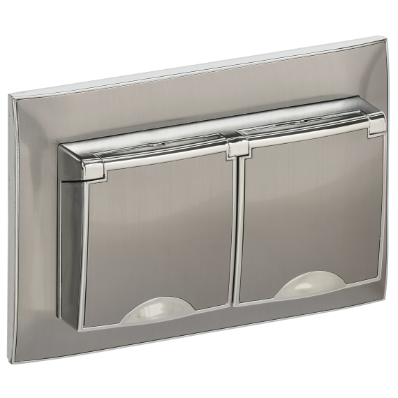 SKANDY Розетка 2-местная и крышкой 16А в сборе IP44 SK-R12N металл никель IEK