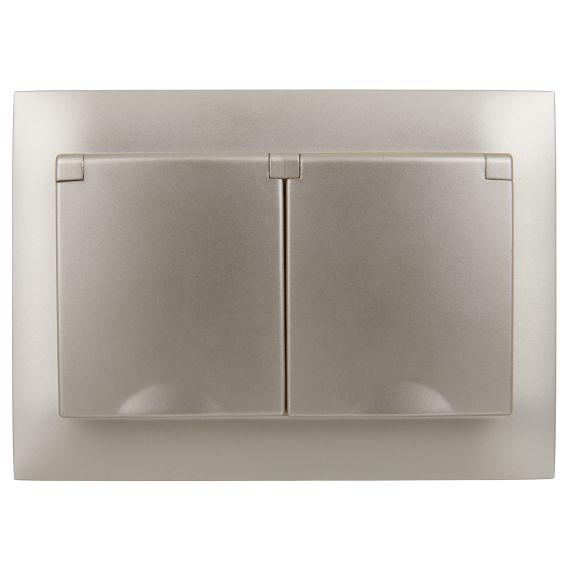 SKANDY Розетка 2-местная и крышкой 16А в сборе IP44 SK-R12Sh шампань IEK