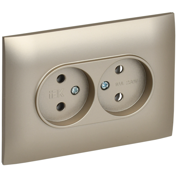SKANDY Розетка 2-местная без заземления без защитных шторок 10А в сборе SK-R10Sh шампань IEK