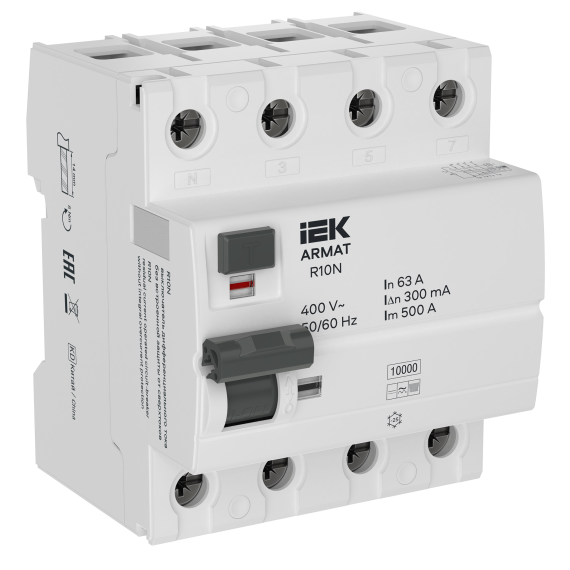 ARMAT Выключатель дифференциального тока R10N 4P 63А 300мА тип B IEK