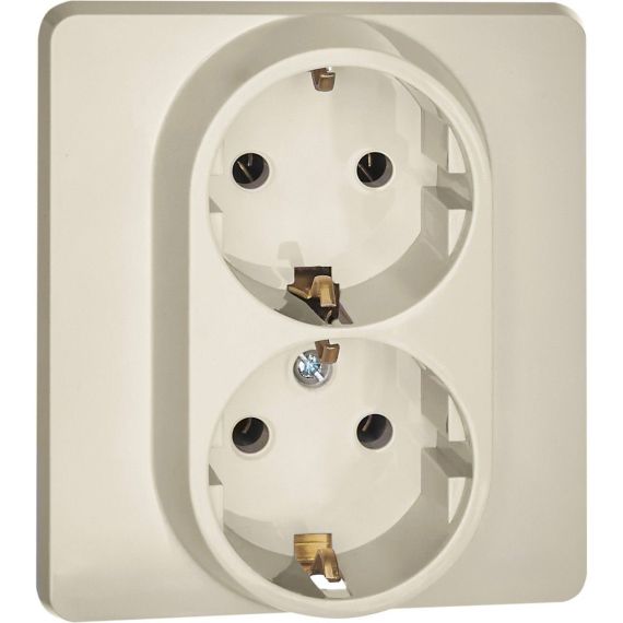 INSPIRIA Розетка 2-местная с заземлением без защитных шторок 16А в сборе слоновая кость