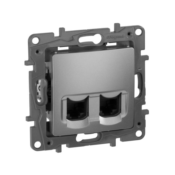 ETIKA Розетка компьютерная двойная RJ45 категория 5Е UTP алюминий