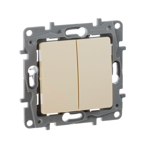 ETIKA Выключатель 2-клавишный 10А безвинтовое крепление слоновая кость