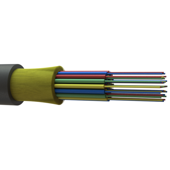 Полностью сухая конструкция содержит оптические волокна в буферном покрытии 900 мкм с упрочняющими а