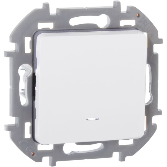 INSPIRIA Выключатель 1-клавишный с подсветкой/индикацией 10А безвинтовое крепление белый