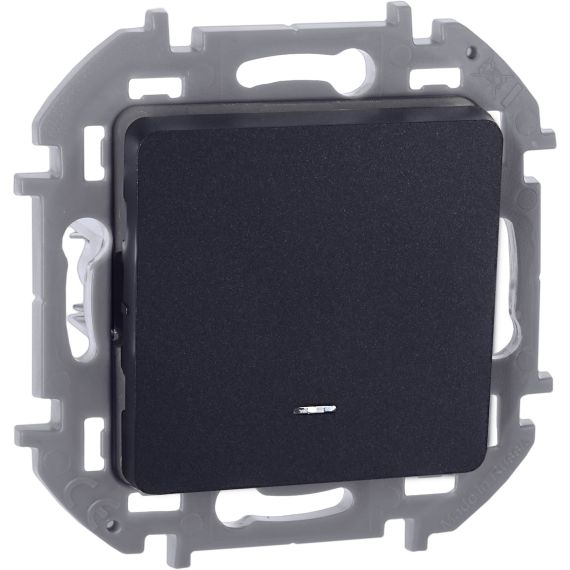 INSPIRIA Выключатель 1-клавишный с подсветкой/индикацией 10А безвинтовое крепление антрацит