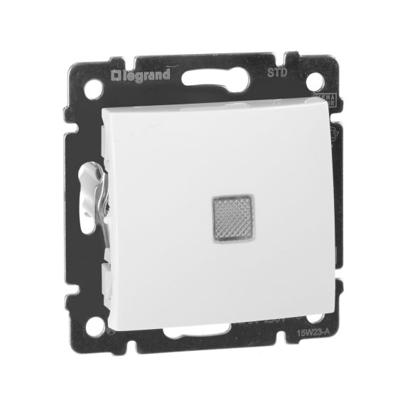 VALENA Выключатель 1-клавишный с подсветкой схема 1L 10А безвинтовое крепление белый