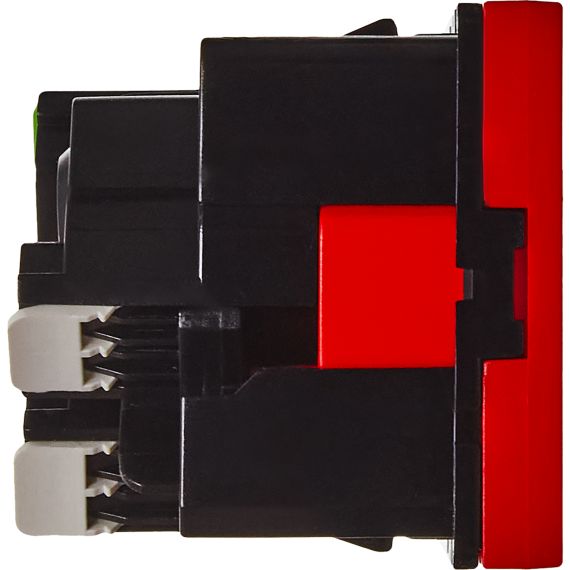 Розетка 45град с заземляющим контактом без защитной шторки и безвинтовым зажимом (2 модуля) красная