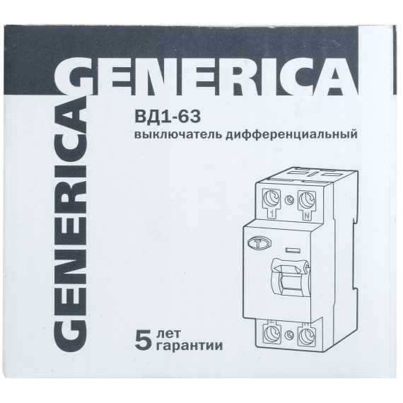 Выключатель дифференциальный (УЗО) ВД1-63 2Р 25А 30мА GENERICA