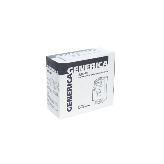 Выключатель дифференциальный (УЗО) ВД1-63 2Р 25А 30мА GENERICA