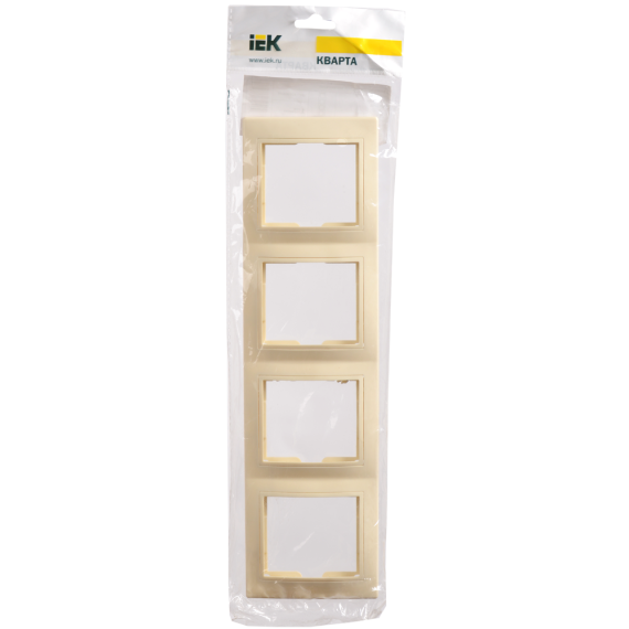 KVARTA Рамка 4-местная вертикальная РВ-4-ККм кремовый IEK