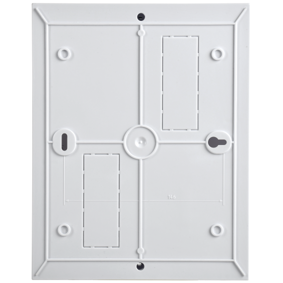 Точное выравнивание и надежный монтаж корпуса на стене обеспечивают точки крепления с указанием разм