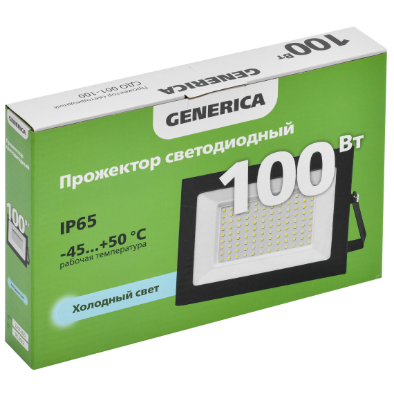 Прожектор светодиодный СДО 001-100 6500К IP65 черный GENERICA