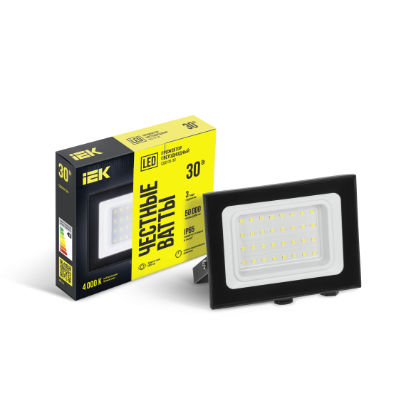 Прожектор СДО 06-30 светодиодный черный IP65 4000 K IEK