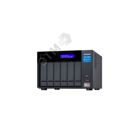 Сетевоое хранилище 6 отсеков 3,5''/2,5'', Intel Core i3-8100T 3,1 ГГц, 8 ГБ DDR4 QNAP TVS-672XT-i3-8G