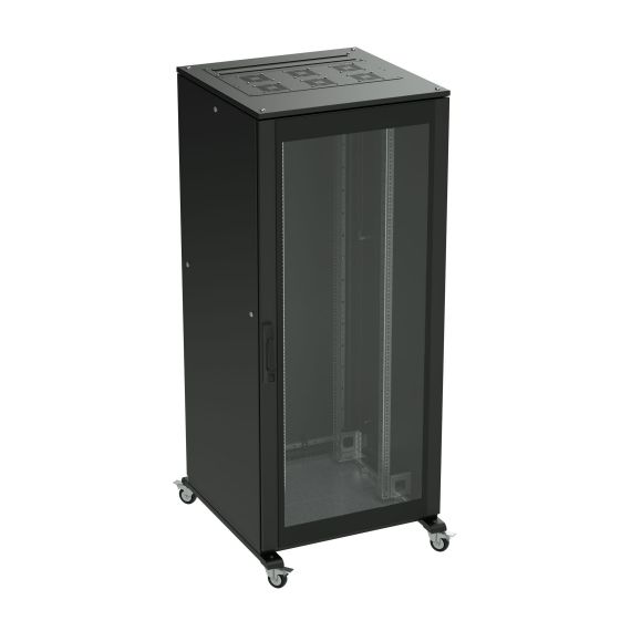 Разобранный напольный 19" IT-CQE 47U 600х2200х1000, двери стекло + сплошная, RAL9005 Разобранный напольный 19" IT-CQE 47U 600х2200х1000, двери стекло + сплошная, RAL9005