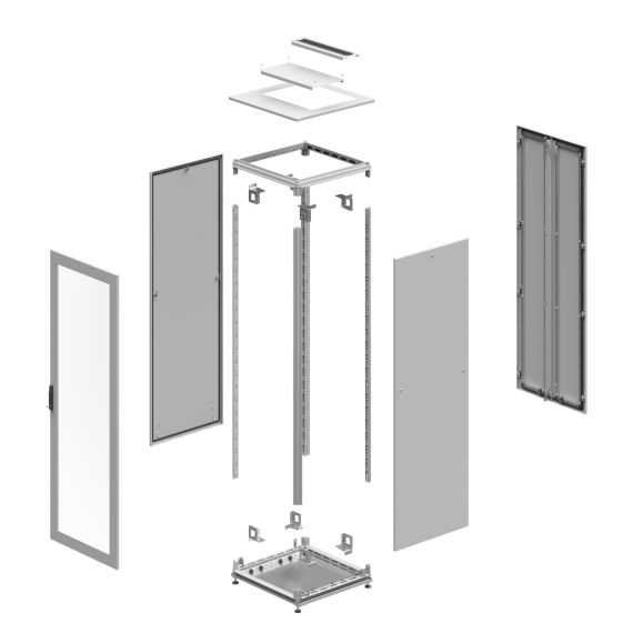 Разобранный 19" IT-CQE 47U 800х2200х1000, двери стекло + сплошная, RAL7011/7035 Разобранный 19" IT-CQE 47U 800х2200х1000, двери стекло + сплошная, RAL7011/7035