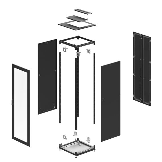 Разобранный напольный 19&quot; IT-CQE 24U 800х1200х1000, двери перфорированная + перфорированная, RAL9005