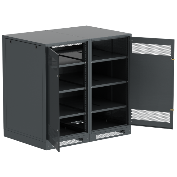 ITK LINEA B Шкаф (пустой) 1350х1400х950мм двустворчатая металлическая дверь черный