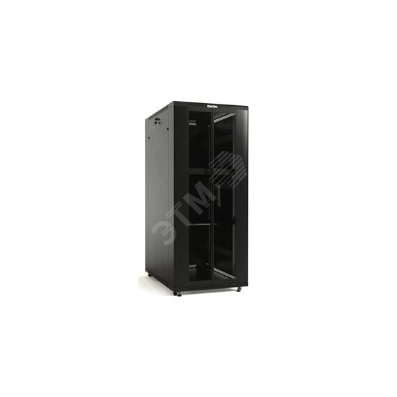 Шкаф напольный 19-дюймовый 47U 2277x800х800мм передняя и задняя распашные перфорированные двери (75%) ручка с замком крыша нового типа черный (RAL 900 Hyperline TTB-4788-DD-RAL9004