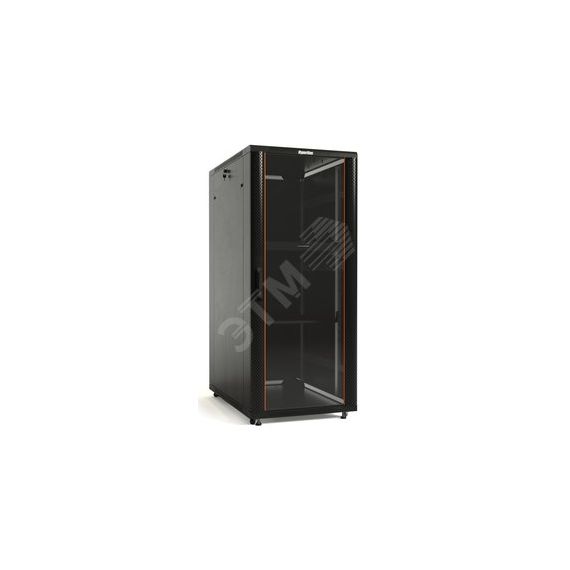 Шкаф напольный 19-дюймовый 37U 1833x600х1000мм передняя стеклянная дверь со стальными перфорированными боковинами задняя дверь сплошная ручка с замком Hyperline TTB-3761-AS-RAL9004