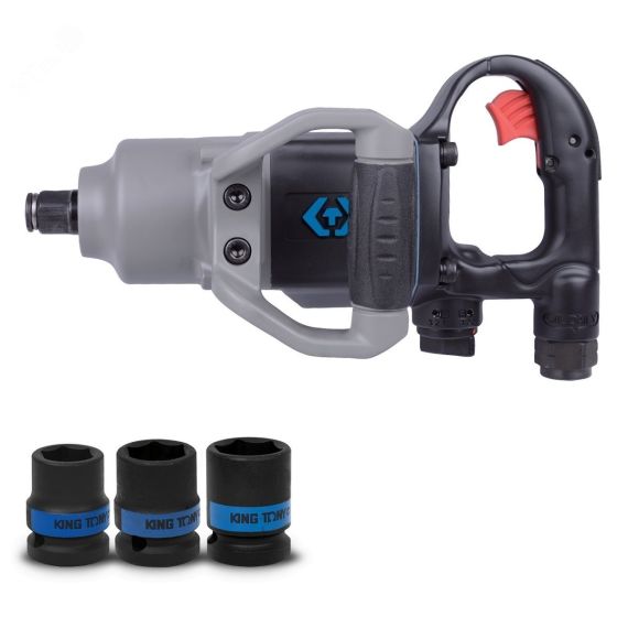 Гайковерт пневматический ударный 3/4', 2170 Нм, в комплекте 3 торцевые головки King Tony P33671-160B