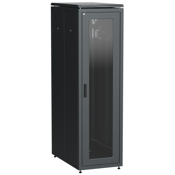 ITK LINEA N Шкаф сетевой 19" 33U 600х1000мм стеклянная передняя дверь задняя перфорированная черный