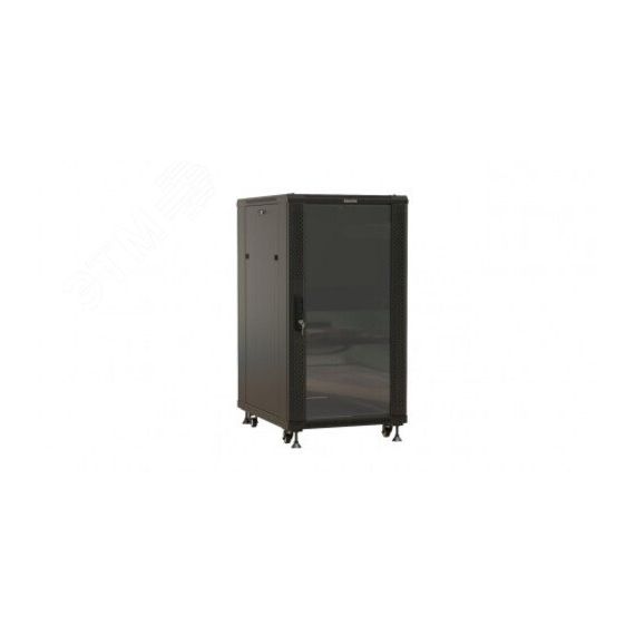 Шкаф напольный 19-дюймовый. 22U. 1166х600х600 мм (ВхШхГ). передняя и задняя распашные перфорированные двери (75%). ручка с замком. цвет черный (RAL 90 Hyperline TTBR-2266-DD-RAL9004