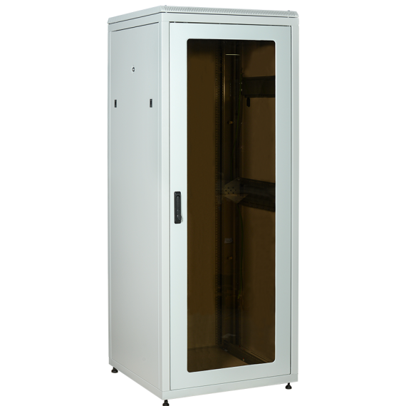 ITK LINEA N Шкаф сетевой 19" 18U 800х800мм стеклянная передняя дверь задняя металлическая серый