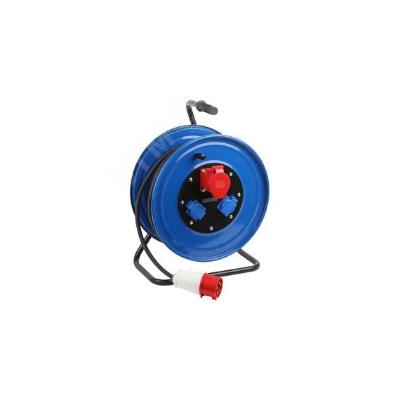 Удлинитель силовой IND380-RM-3e-5x4-50m-IP44 380В на катушке 3 розетки 1xCEE 5P/2xSCHUKO 50м КГ 5х4 32A IP44 ЭРА Б0057314