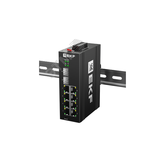 Коммутатор промышленный управляемый уровня L2 ML2-2GX/SFP-8GTP, 2 порта 1000Base-X SFP, 8 портов 10/100/1000Base-T(X) RJ45 c PoE, монтаж на динрейку T EKF TSX-ML2-2GX/SFP-8GTP
