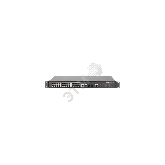 Коммутатор управляемый L2, PoE, 24x100 Мб/с RJ45, 4x1000 Мб/с, 360 Вт Dahua DH-PFS4226-24ET-360