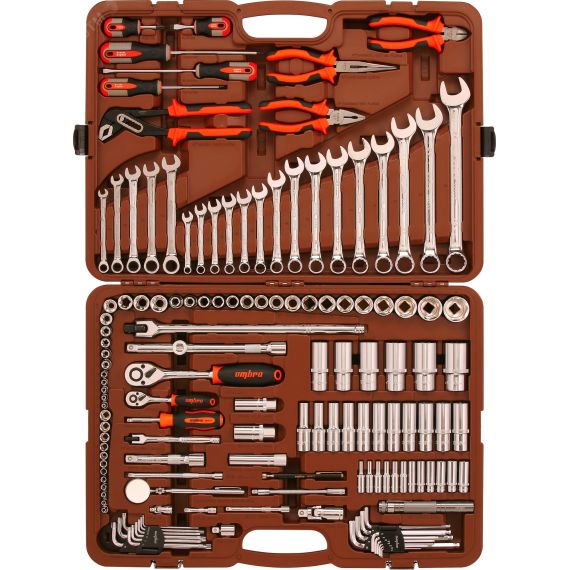 Набор инструмента универсальный 1/4'', 3/8'' и 1/2''DR, 141 предмет Ombra OMT141S