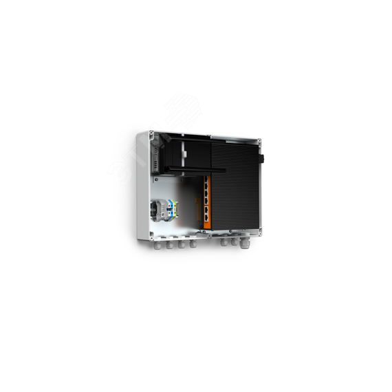 Узел коммутационный 4хPoE, 60 Вт, АС 220В, 50 Гц IP66, 300х230х110 мм Тахион 40137