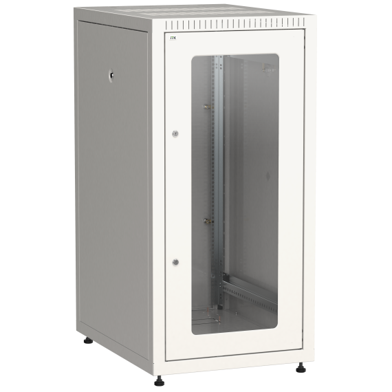 ITK LINEA E Шкаф напольный сетевой 19" 18U 600х800мм стеклянная передняя дверь задняя металлическая серый