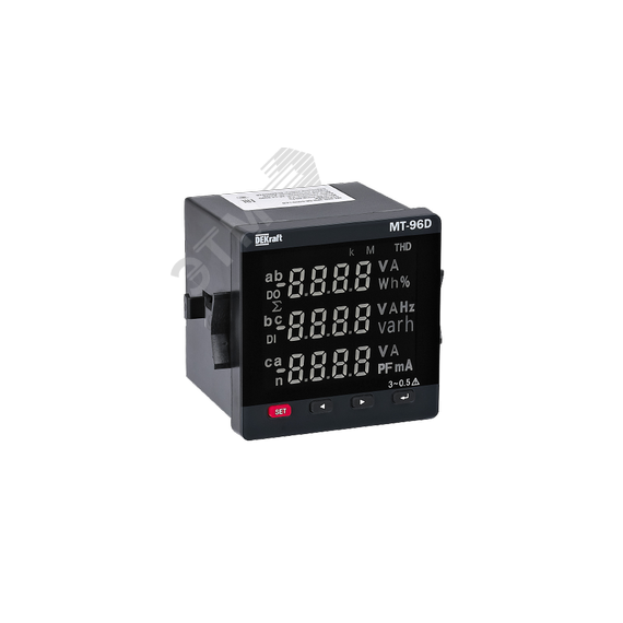 Мультиметр 96х96мм трехфазный, вход 600В 5А, THD, RS485+DO, МТ-96D SE (Dekraft) 51501DEK