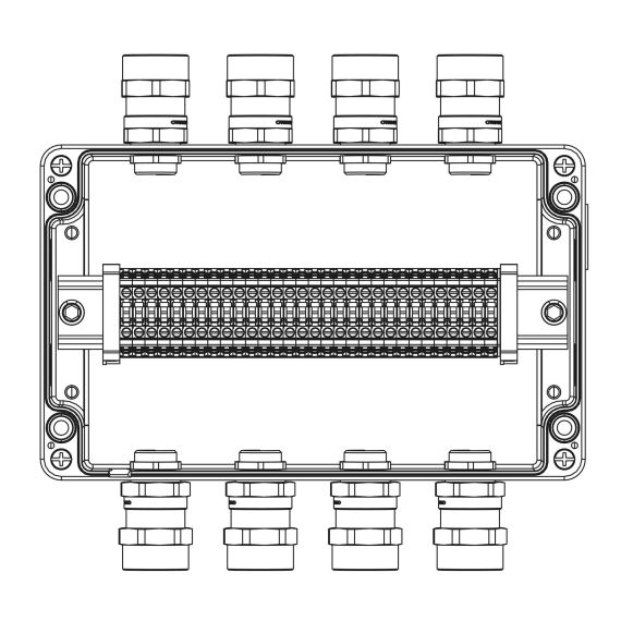Взрывозащищенная клеммная коробка из алюминия TBE-A-18-(30xCBC.4)-4xANSBMB(A)-2xPBMB(B)-4xANSBMB(C)-2xPBMB(D)1Ex e IIC Т5 Gb / Ex tb IIIC T95°C Db IP66