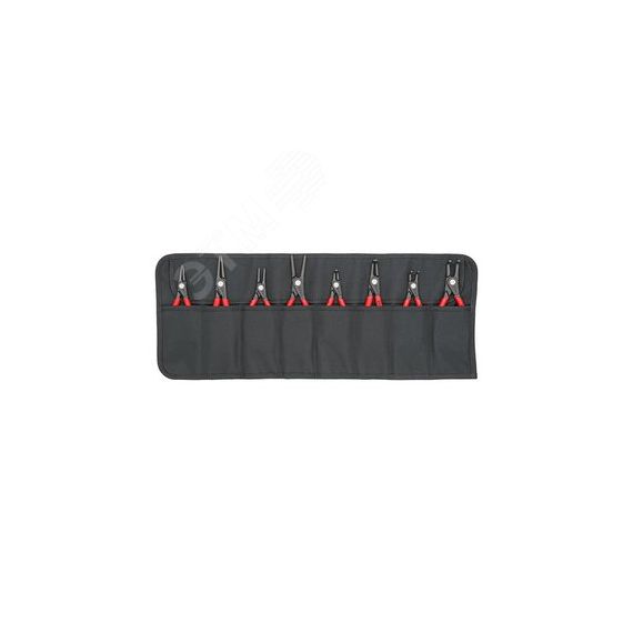 Набор щипцов прецизионных для внутренних и внешних стопорных колец чехол-скрутка из полиэстера 8 предметов щипцы 48 11 J1 48 11 J2 48 21 J11 48 21 J21 Knipex KN-001958V02