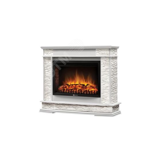 Портал для камина Scala 30 из камня белый сланец и шпон белый дуб Firelight Scala 30 WWO