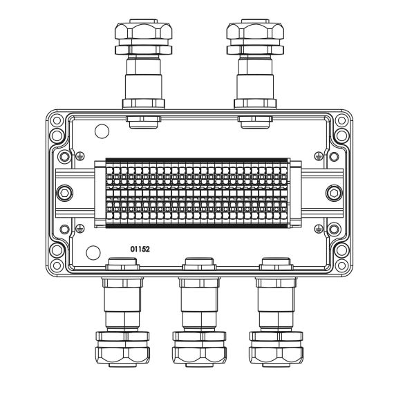 Взрывозащищенная клеммная коробка из алюминия TBE-A-14-(25xHMM.2)-2xKAEPM2MHK-20(A)-3xKAEPM2MHK-20(C)1Ex e IIC Т5 Gb / Ex tb IIIC T95°C Db IP66