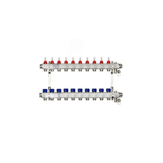 Коллекторная группа SSM-10RF set 10 контуров 1' x 3/4' с расходомерами и кронштейнами Ридан 088U0960R